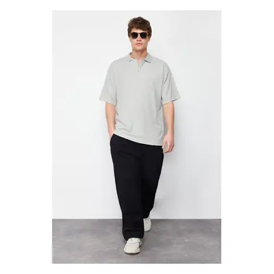 Trendyol Limited Edition Basic Stone Oversize / Wide Cut Soild Fabric Polo Collar T-Shirt