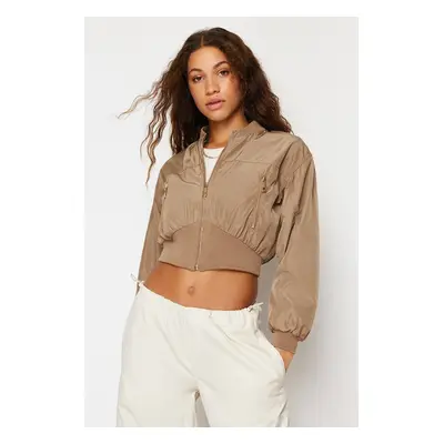 Trendyol Mink Regular Fit Crop Thin Bomber Jacket