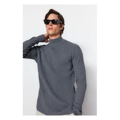 Trendyol Dark Unisex Fitted Slim Fit Cotton Half Turtleneck Ribbed Knitwear Sweater