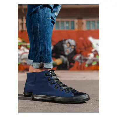 Ombre Men's shoes sneakers in combined materials - navy blue