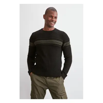 Trendyol Black Wool Long Sleeve Crew Neck Ribbed Sweater