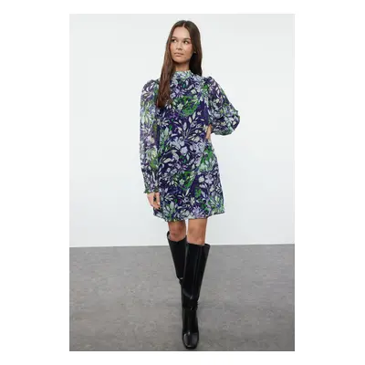 Trendyol Purple Abstract Woven Winter Dress