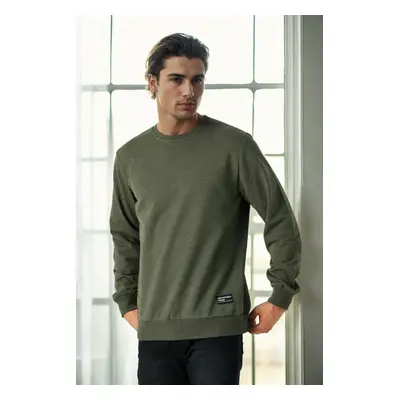 64602 Dewberry Basic Crew Neck Mens Sweatshirt-Khaki