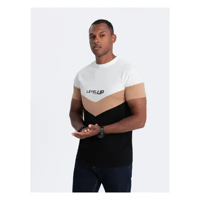 Ombre Men's cotton tricolor t-shirt with logo