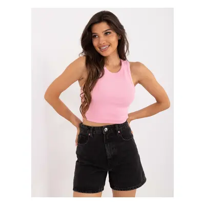 Růžový basic crop top