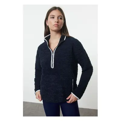 Trendyol Navy Blue Plush Knitted Sports Sweatshirt