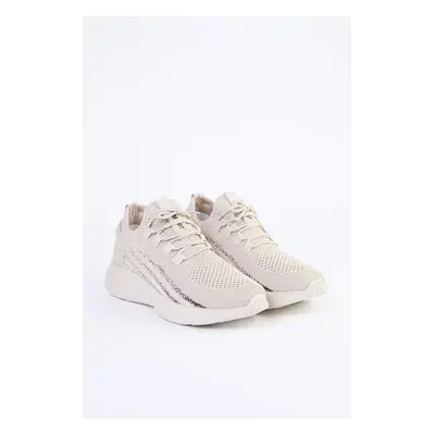 Trendyol Beige Knit Lace-Up Women's Walking Sneakers