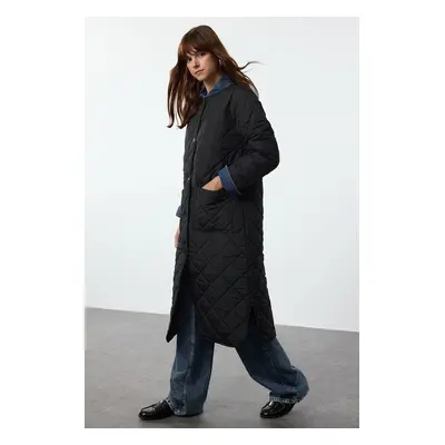 Trendyol Black Regular Pattern Water Repellent Quilted Long Puffer Coat