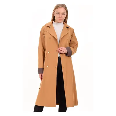 Z6635 DEWBERRY EXTRA COATED WATER-REPELLENT WOMEN'S TRENCH COAT-BEIGE