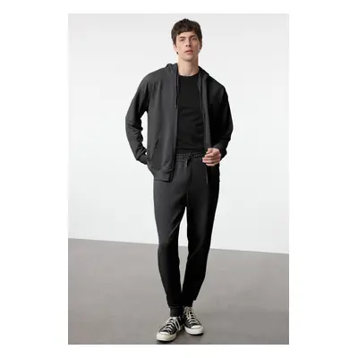 Trendyol Black Oversize/Wide Cut Hooded Basic Tracksuit Set