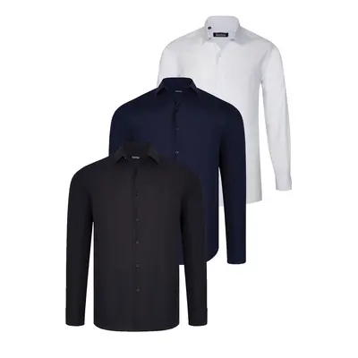 TRIPLE SET G726 DEWBERRY SHIRT-BLACK-WHITE-NAVY BLUE