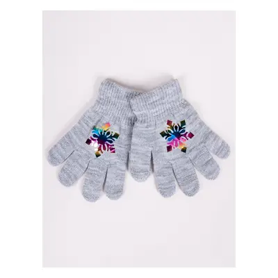 Yoclub Kids's Girls' Five-Finger Gloves With Hologram RED-0068G-AA50-006