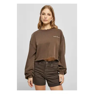 Dámská Cropped Small Embroidery Terry Crewneck brown