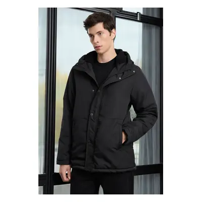 Trendyol Black Regular Fit Winter Parka Windbreaker Coat