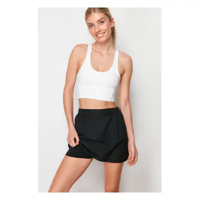 Trendyol Black Parachute Fabric Knitted Sports Shorts Skirt with 2-Layer Pockets and Shorts Insi