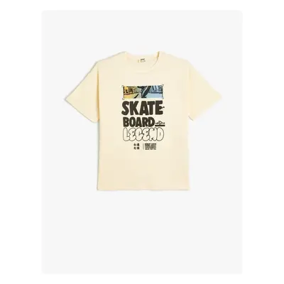 Koton T-Shirt Skateboarding Theme Printed Back Short Sleeve Crew Neck Cotton