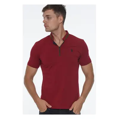 T8571 DEWBERRY ZIPPER MEN'S T-SHIRT-OPEN BURGUNDY