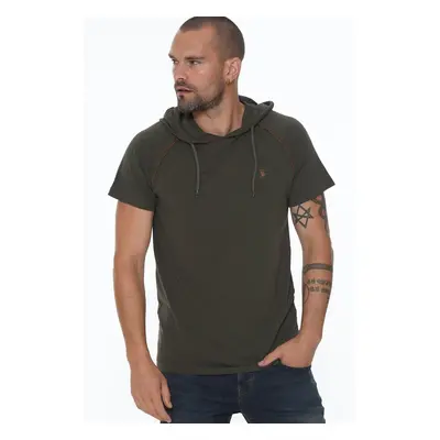 T8570 DEWBERRY HOODED MEN'S T-SHIRT-KHAKI