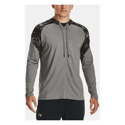 Under Armour Mikina Rush FZ Print Hoodie-GRY - Pánské