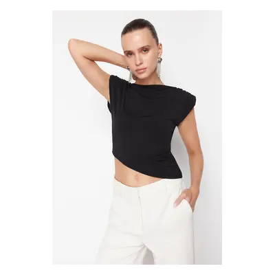 Trendyol Black Asymmetric Padded Knitted Blouse