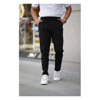 28229 Dewberry Elastic Lace Mens Jogger Pants-BLACK