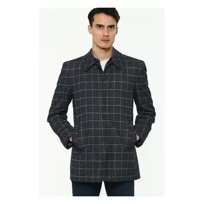 PLT8206 DEWBERRY MEN'S COAT-PATTERNED NAVY BLUE