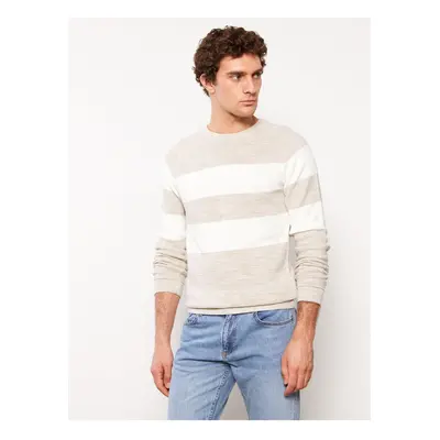 LC Waikiki Crew Neck Long Sleeve Color Block Men's Knitwear Sweater