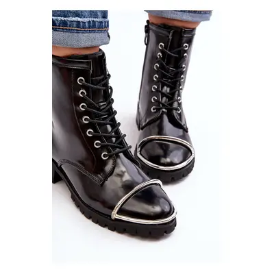 Women's Boots Lu Boo Black Work Boots with Steel Frame Jacksy