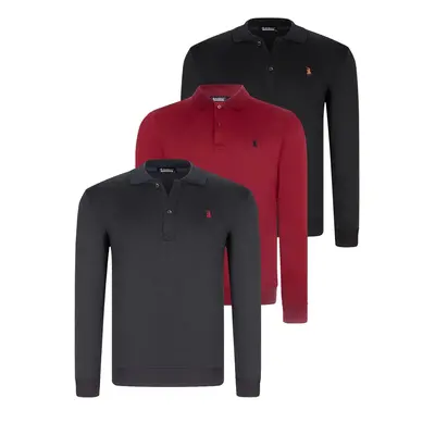 TRIPLE SET V4007 DEWBERRY MEN'S SWEATSHIRT-BLACK-NAVY-BURGUNDY