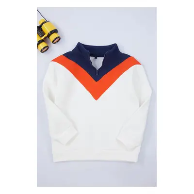 Trendyol Ecru Girls Color Block Knitted Sweatshirt