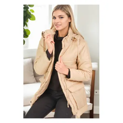 Z6703 DEWBERRY WOMEN'S COAT-BEIGE-2