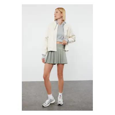 Trendyol Light Khaki Pleated Woven Shorts Skirt