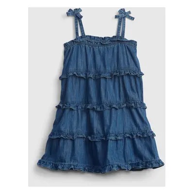 GAP Dětské šaty denim tiered dress - Holky