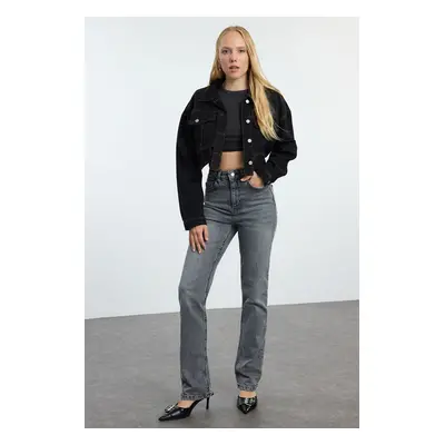 Trendyol Anthracite High Waist Flare Jeans