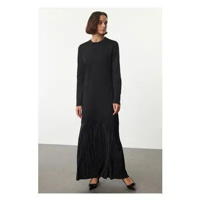 Trendyol Black Knitted Skirt Pleat Detailed Dress