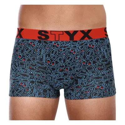 Pánské boxerky Styx art sportovní guma nadrozměr doodle