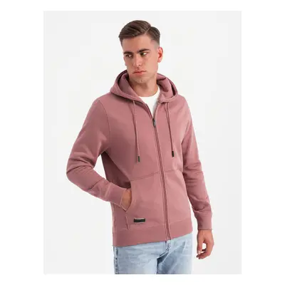 Ombre BASIC men's unbuttoned cotton sweatshirt - dark pink