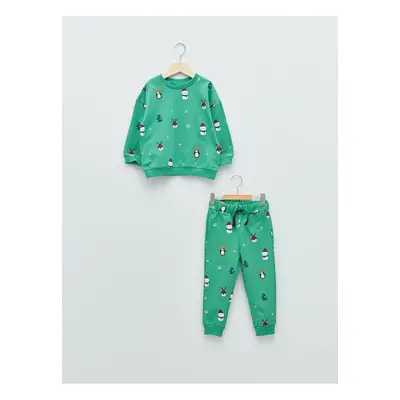 LC Waikiki Crew Neck Long Sleeve Christmas Themed Baby Boy Sweatshirt and Pants 2-Piece Set