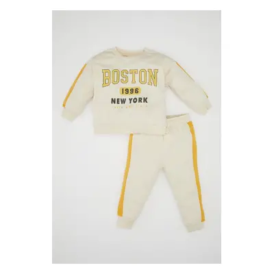 DEFACTO Baby Boy Color Block Printed Sweatshirt Tracksuit Bottom 2-Piece Set