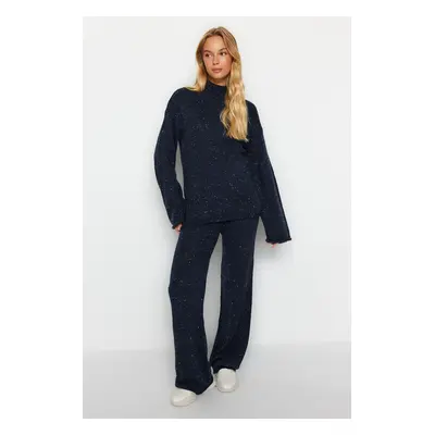 Trendyol Navy Blue Wool Gradient Knitwear Top-Top Set