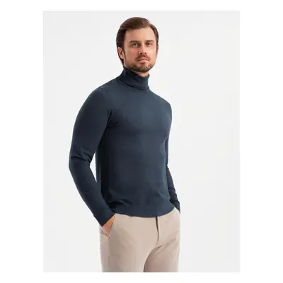 Ombre Knitted men's RELAXED FIT sweater with patterns - navy blue