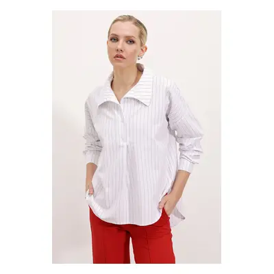 Bigdart Wide-Fit Striped Oversize Shirt - White