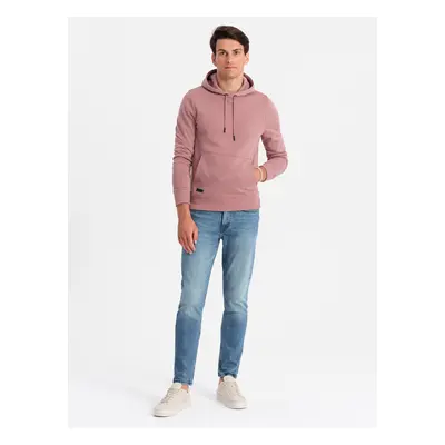 Ombre Men's BASIC cotton sweatshirt kangaroo hoodie - dark pink