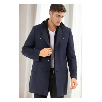 PLT8376 DEWBERRY MEN'S COAT-PATTERNED NAVY BLUE-2