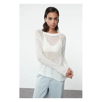 Trendyol Ecru Transparent Knitwear Sweater