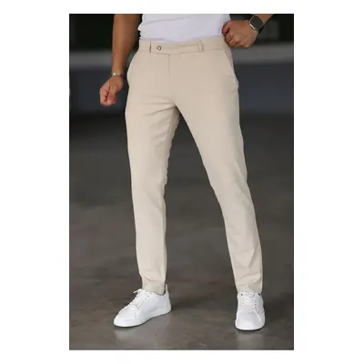 47676 Dewberry Italian Cut Elastic Fabric Mens Trousers-KREM