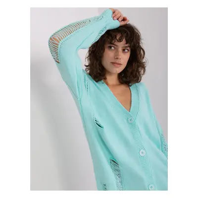 Dámský mint cardigan s vlnou