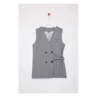 Trendyol Grey Oversize Lacing Detailed Polyviscose Vest