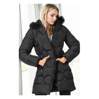 Z6760 DEWBERRY WOMEN'S COAT-PLAIN BLACK