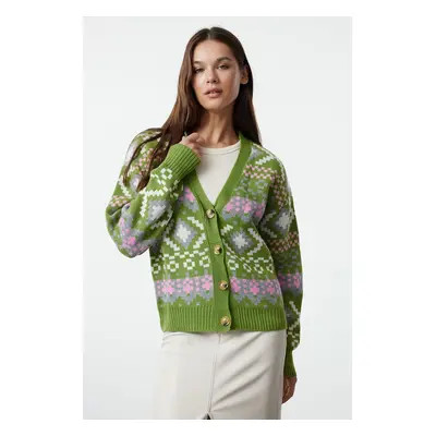 Trendyol Lime Patterned Knitwear Cardigan